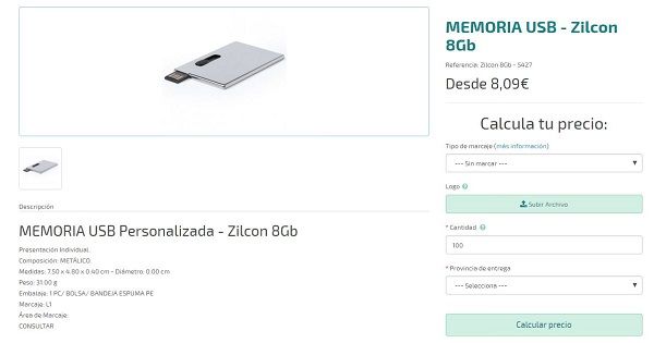 memorias usb personalizadas de 8 gigas tarjeta